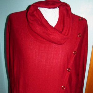 NEW YORK WOMENS COL. 1X  RED COWL NECK 3/4 SLEEVES